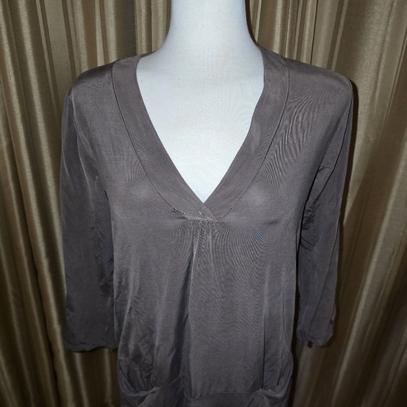 Dolan Left Coast Collection Taupe V-Neck Long Sleeve Dress Size Medium - Picture 2 of 9